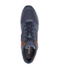 dunkelblaue Leder niedrige Sneakers von Hogan