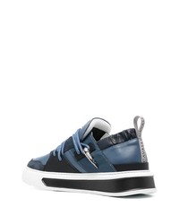 dunkelblaue Leder niedrige Sneakers von Roberto Cavalli