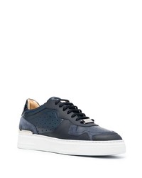 dunkelblaue Leder niedrige Sneakers von Philipp Plein