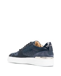 dunkelblaue Leder niedrige Sneakers von Philipp Plein