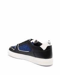 dunkelblaue Leder niedrige Sneakers von Emporio Armani