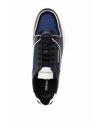 dunkelblaue Leder niedrige Sneakers von Emporio Armani