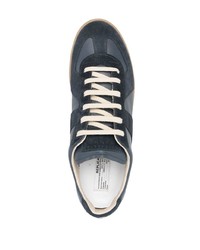 dunkelblaue Leder niedrige Sneakers von Maison Margiela