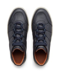 dunkelblaue Leder niedrige Sneakers von Ermenegildo Zegna
