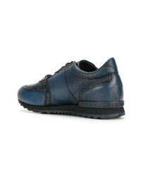 dunkelblaue Leder niedrige Sneakers von Baldinini