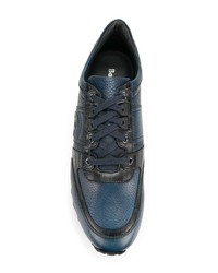 dunkelblaue Leder niedrige Sneakers von Baldinini