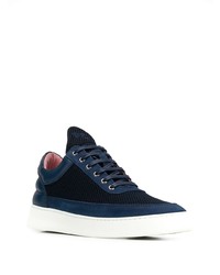 dunkelblaue Leder niedrige Sneakers von Filling Pieces