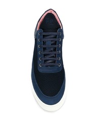 dunkelblaue Leder niedrige Sneakers von Filling Pieces