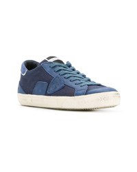 dunkelblaue Leder niedrige Sneakers von Philippe Model