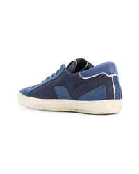 dunkelblaue Leder niedrige Sneakers von Philippe Model