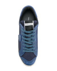 dunkelblaue Leder niedrige Sneakers von Philippe Model