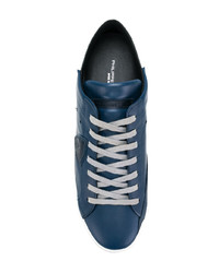dunkelblaue Leder niedrige Sneakers von Philippe Model
