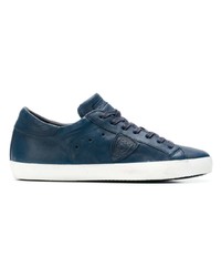 dunkelblaue Leder niedrige Sneakers von Philippe Model