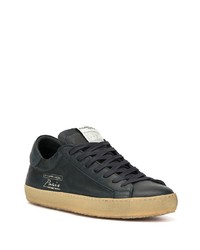 dunkelblaue Leder niedrige Sneakers von Philippe Model Paris