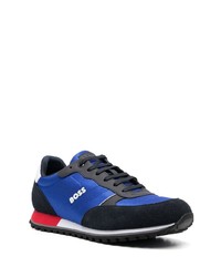 dunkelblaue Leder niedrige Sneakers von BOSS