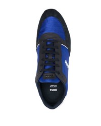 dunkelblaue Leder niedrige Sneakers von BOSS