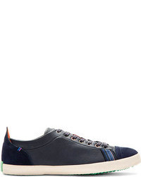 dunkelblaue Leder niedrige Sneakers von Paul Smith