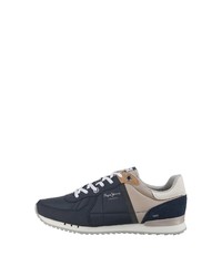 dunkelblaue Leder niedrige Sneakers von Pepe Jeans