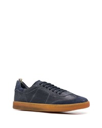 dunkelblaue Leder niedrige Sneakers von Officine Creative