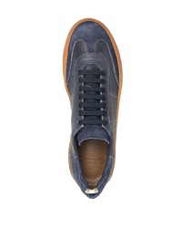 dunkelblaue Leder niedrige Sneakers von Officine Creative