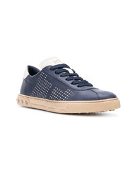 dunkelblaue Leder niedrige Sneakers von Tod's