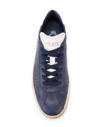 dunkelblaue Leder niedrige Sneakers von Tod's