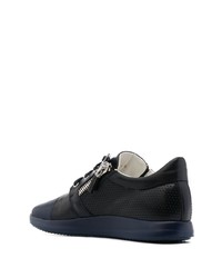 dunkelblaue Leder niedrige Sneakers von Baldinini