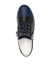 dunkelblaue Leder niedrige Sneakers von Baldinini