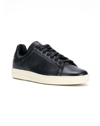 dunkelblaue Leder niedrige Sneakers von Tom Ford