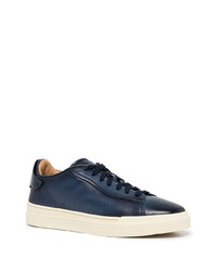 dunkelblaue Leder niedrige Sneakers von Santoni