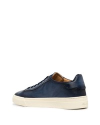 dunkelblaue Leder niedrige Sneakers von Santoni