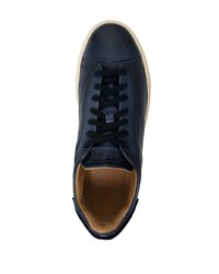 dunkelblaue Leder niedrige Sneakers von Santoni