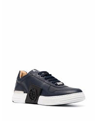 dunkelblaue Leder niedrige Sneakers von Philipp Plein