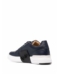 dunkelblaue Leder niedrige Sneakers von Philipp Plein