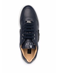 dunkelblaue Leder niedrige Sneakers von Philipp Plein