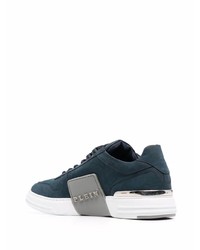 dunkelblaue Leder niedrige Sneakers von Philipp Plein