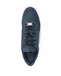 dunkelblaue Leder niedrige Sneakers von Philipp Plein