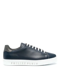 dunkelblaue Leder niedrige Sneakers von Philipp Plein