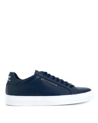 dunkelblaue Leder niedrige Sneakers von Philipp Plein