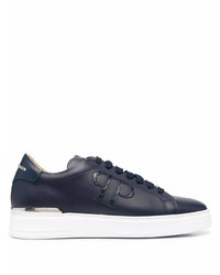 dunkelblaue Leder niedrige Sneakers von Philipp Plein