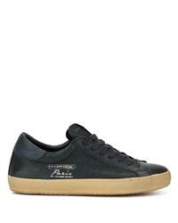 dunkelblaue Leder niedrige Sneakers von Philippe Model Paris