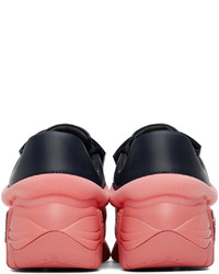 dunkelblaue Leder niedrige Sneakers von Raf Simons