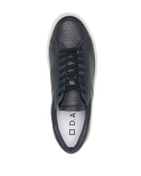 dunkelblaue Leder niedrige Sneakers von D.A.T.E
