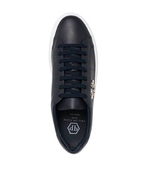 dunkelblaue Leder niedrige Sneakers von Philipp Plein