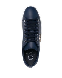 dunkelblaue Leder niedrige Sneakers von Philipp Plein