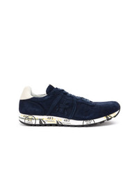 dunkelblaue Leder niedrige Sneakers von Premiata