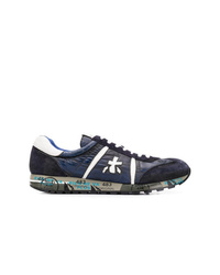 dunkelblaue Leder niedrige Sneakers von Premiata