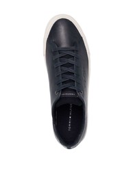 dunkelblaue Leder niedrige Sneakers von Tommy Hilfiger