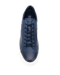 dunkelblaue Leder niedrige Sneakers von Hogan