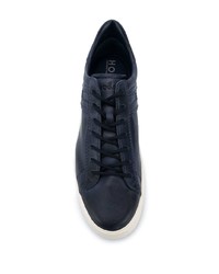 dunkelblaue Leder niedrige Sneakers von Hogan